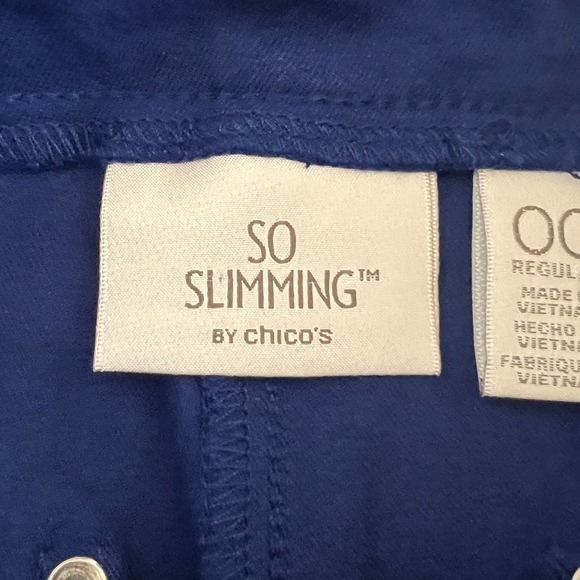 CHICO'S SO SLIMMING STRAIGHT LEG PULL ON PANTS IN BLUE NWT WOMEN'S SIZE XS - Picture 9 of 11